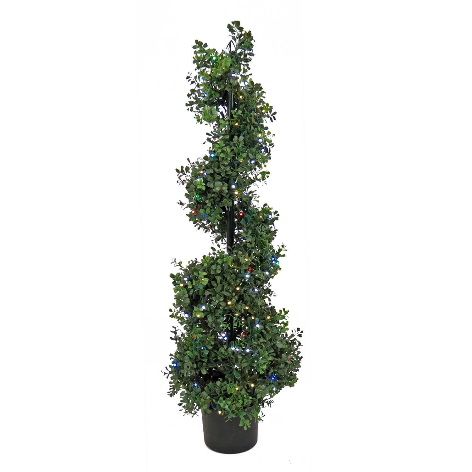 National Tree Company 4 Ft. Boxwood Spiral Topiary With Multi-Function LED Lights