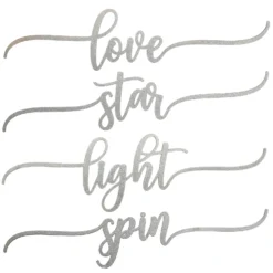 National Tree Company 4-Piece Hannukah Place Setting Message Decor, Curly Script Writing In Silver, 10 In