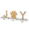 National Tree Company Gold Sparkle JOY Christmas Stocking Holders, Gold And Silver With Paw Print, 3 Pieces, 5 In