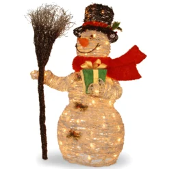 National Tree Company Pre-Lit 35" White Rattan Snowman