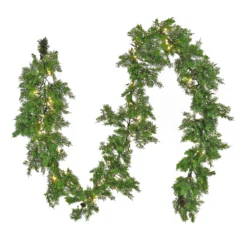 National Tree Company Pre Lit Artificial Garland, Cedar, Green, Decorated With Warm White LED Lights, Plug In, Christmas Collection, 9 Feet