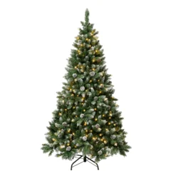 National Tree Company First Traditions Pre-Lit Oakley Hills Snowy Christmas Tree With Hinged Branches, Warm White LED Lights, Plug In, 6 Ft