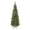 National Tree Company First Traditions Pre-Lit Oakley Hills Snowy Slim Christmas Tree With Hinged Branches, Warm White LED Lights, Plug In, 6 Ft
