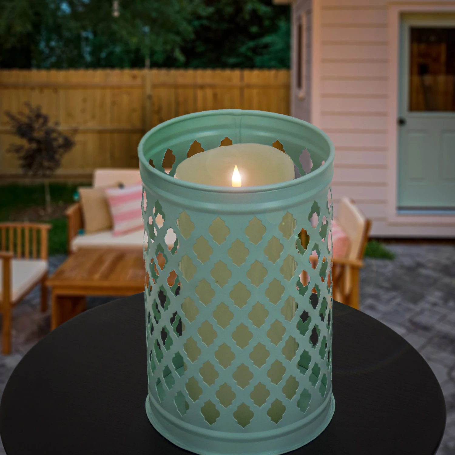 National Tree Company National Outdoor Living Lantern Candleholder, Gossamer Green, Modern Design And Finish, 12 Inches - Image 2
