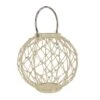National Tree Company National Outdoor Living Lantern Candleholder, Woven Rope Construction, Bleached Sand, Modern Design And Finish, Includes Metal Handle, 12 Inches
