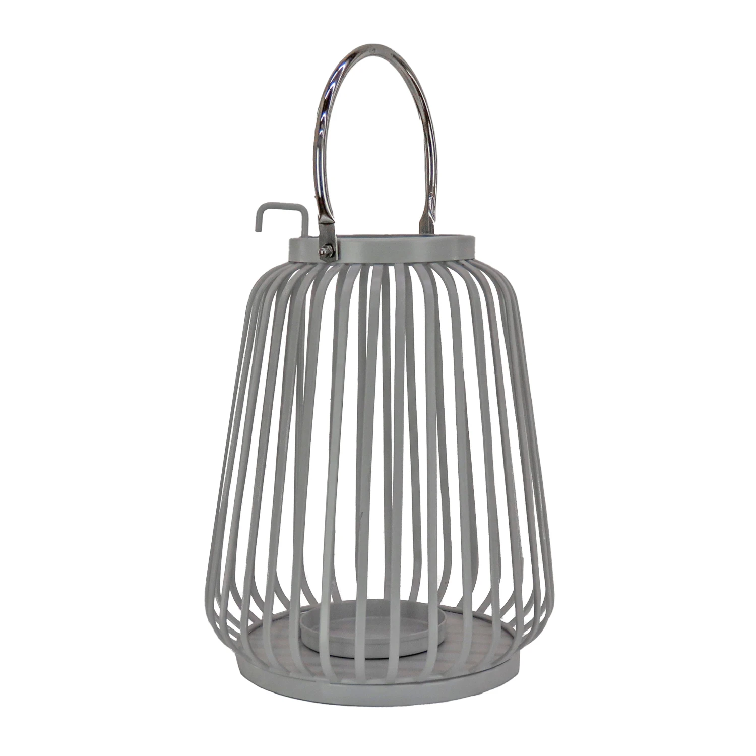 National Tree Company National Outdoor Living Lantern Candleholder, Metal, Glacier Gray, Modern Design And Finish, Includes Metal Handle13 Inches