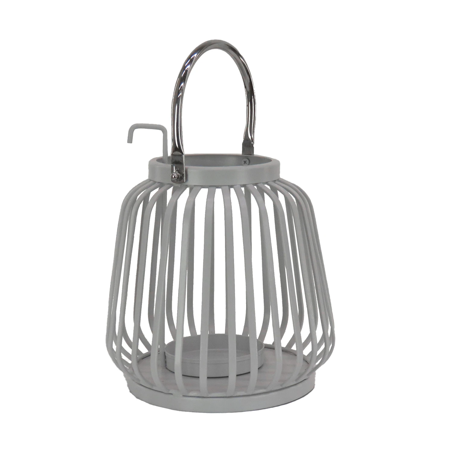 National Tree Company National Outdoor Living Lantern Candleholder, Metal, Glacier Gray, Modern Design And Finish, Includes Metal Handle11 Inches