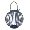 National Tree Company National Outdoor Living Lantern Candleholder, Rounded Shape, Dark Blue, Modern Design And Finish, Includes Metal Handle, 11 Inches