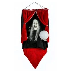 National Tree Company Halloween Pre Lit Animated Fortune Teller, Red, Sound Activated, LED Lights, Battery Operated, 28 Inches