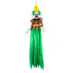 National Tree Company Halloween Pre Lit Animated Scary Hanging Clown, Green, Sound Activated, LED Lights, Battery Operated, 39 Inches