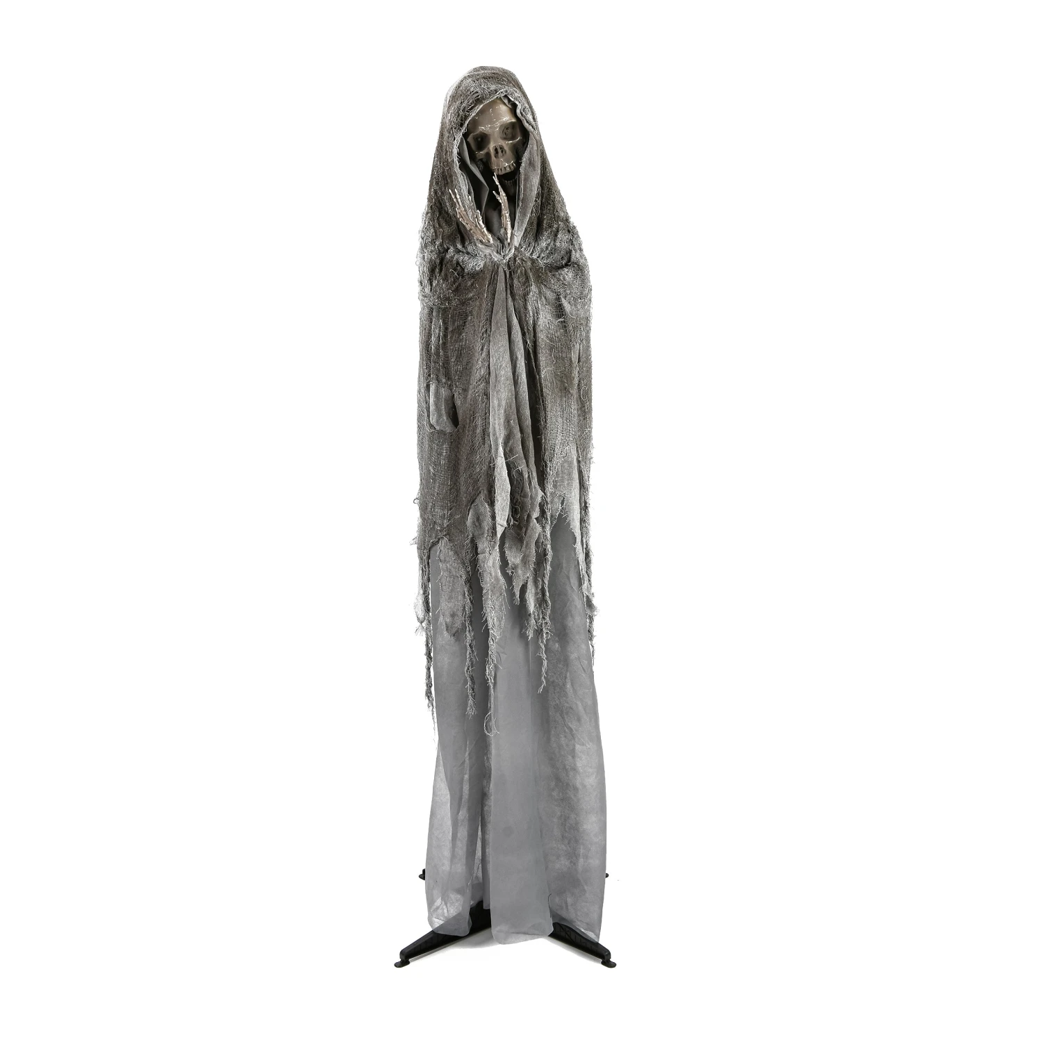 National Tree Company Halloween Pre Lit Animated Shrouded Skeleton, Black, Sound Activated, LED Lights, Battery Operated, 65 Inches