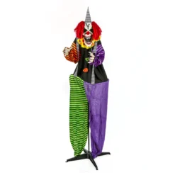 National Tree Company Halloween Pre Lit Animated Spooky Clown, Purple, Sound Activated, LED Lights, Battery Operated, 67 Inches
