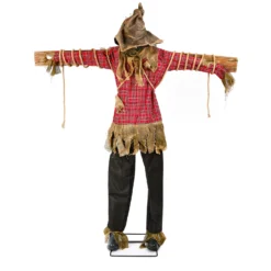 National Tree Company Halloween Pre Lit Animated Spooky Scarecrow, Brown, Sound Activated, LED Lights, Plug In, 76 Inches