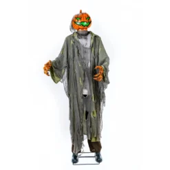 National Tree Company Halloween Pre Lit Animated Pumpkin Zombie, Black, Sound Activated, LED Lights, Plug In, 78 Inches
