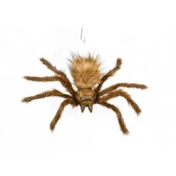 National Tree Company Halloween Pre Lit Animated Hanging Spider, Brown, Sound Activated, LED Lights, Battery Operated, 2 Feet