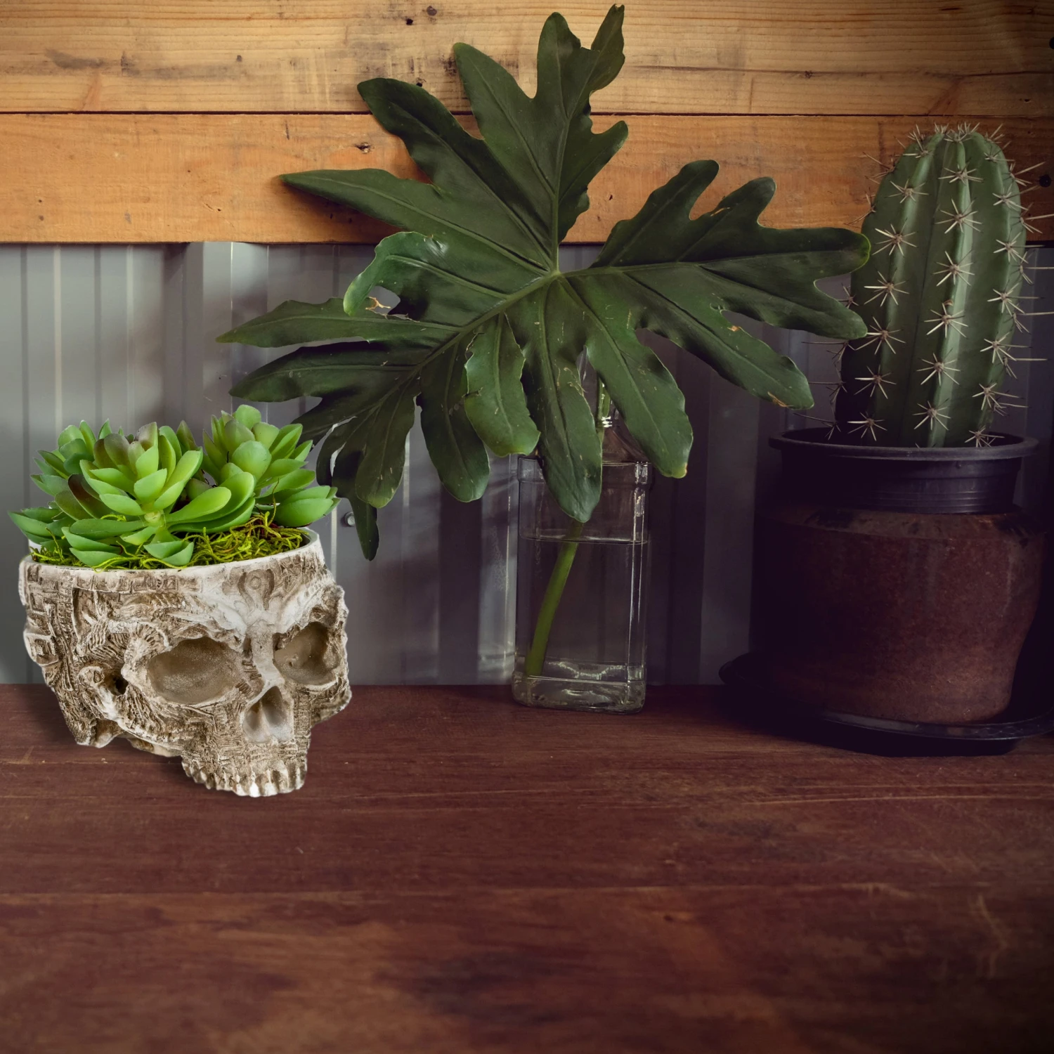 National Tree Company Halloween Half Skull Flower Pot, White, Hand Crafted, 6 Inches - Image 2