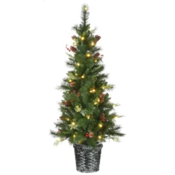 National Tree Company Pre-Lit Artificial Christmas Entrance Tree, Buzzard Pine, With Warm White LED Lights, Plug In, 5 Ft