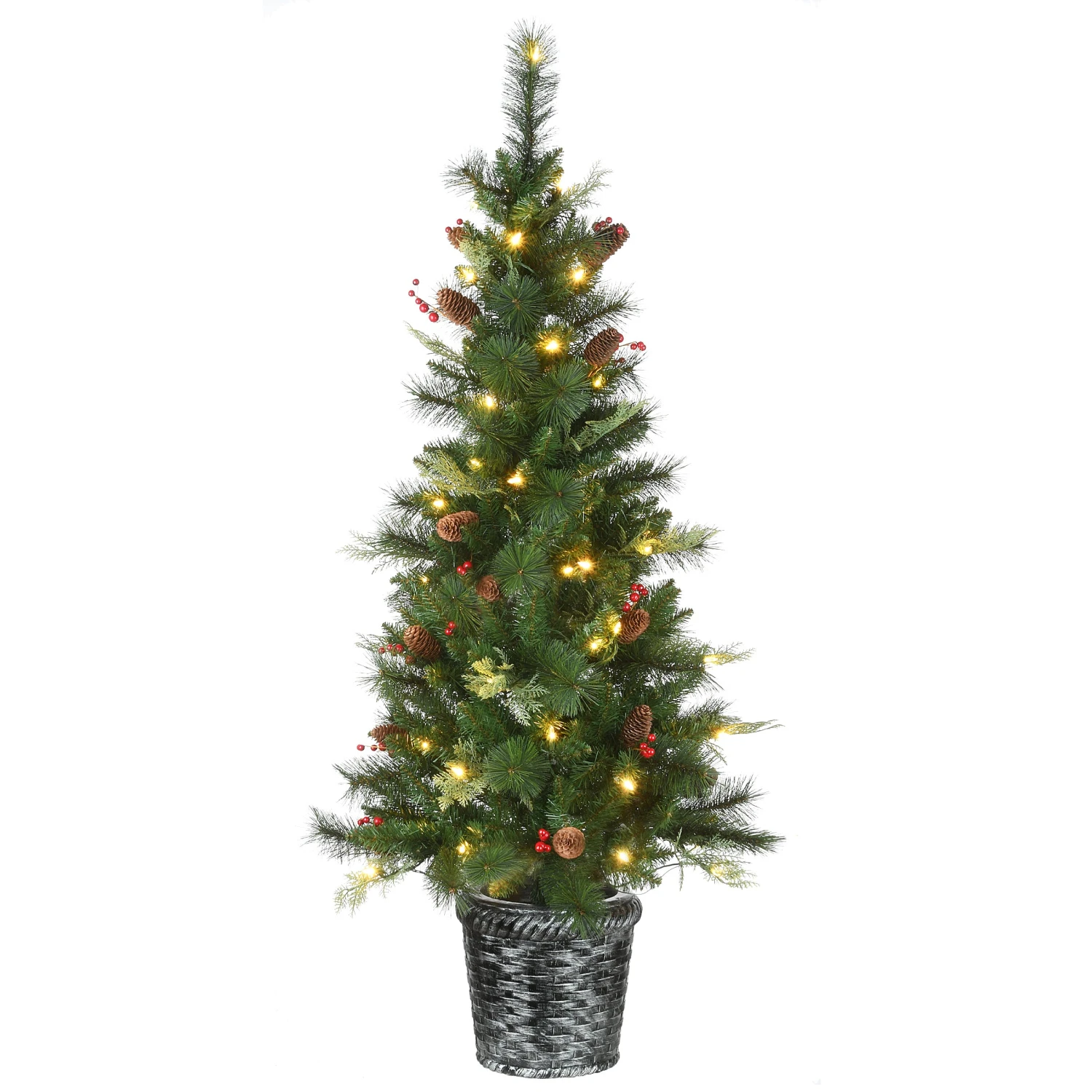 National Tree Company Pre-Lit Artificial Christmas Entrance Tree, Buzzard Pine, With Warm White LED Lights, Plug In, 5 Ft