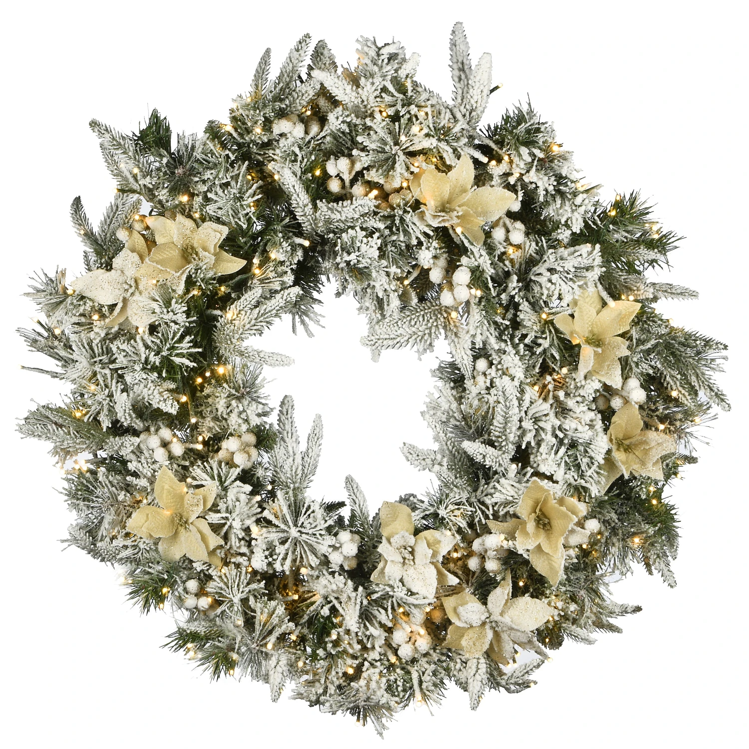 National Tree Company 30" Frosted Colonial Fir Wreath With Dual Color® LED Cosmic Lights®