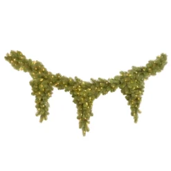 National Tree Company Pre-Lit Artificial Christmas Teardrop Garland, Green, Downswept Douglas Fir, White Lights, Plug In, Christmas Collection, 9 Feet