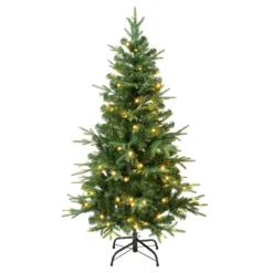 National Tree Company First Traditions Pre-Lit Duxbury Christmas Tree With Hinged Branches, Warm White LED Lights, Plug In, 4.5 Ft