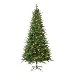 National Tree Company First Traditions Pre-Lit Duxbury Christmas Tree With Hinged Branches, Warm White LED Lights, Plug In, 7.5 Ft
