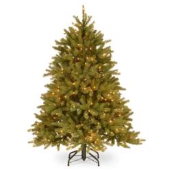 National Tree Company Pre-Lit Small Artificial Christmas Tree, Green, Jersey Fraser Fir, 'Feel Real', White Lights, Includes Stand, 4.5 Feet