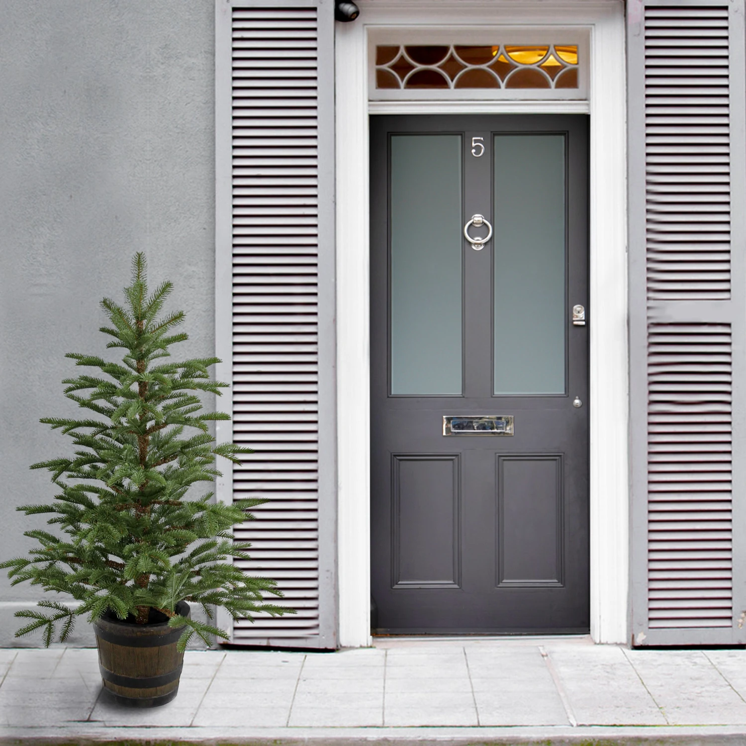 National Tree Company Artificial Entrance Christmas Tree, Norwegian Spruce, Green, White Lights, Includes Barrel Base, 4 Feet - Image 2