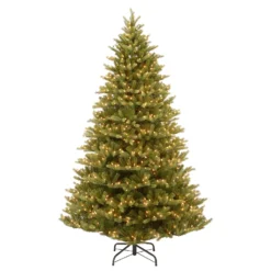 National Tree Company Pre-Lit 'Feel Real' Artificial Christmas Tree, Normandy Fir, Green, White Lights, Includes Stand, 7.5 Feet