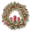 National Tree Company Pre-Lit Artificial 'Feel Real' Christmas Wreath, Green, Bristle Berry Pine, White Lights, Decorated With Berry Clusters, Pine Cones, Candle Holder, Christmas Collection, 36 Inches