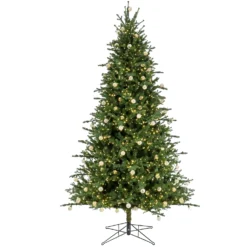 National Tree Company 9ft Pre-lit Artificial Feel Real® Christmas Aspen Pine Hinged Tree, 4660 Warm White LED Cosmic Lights® -UL
