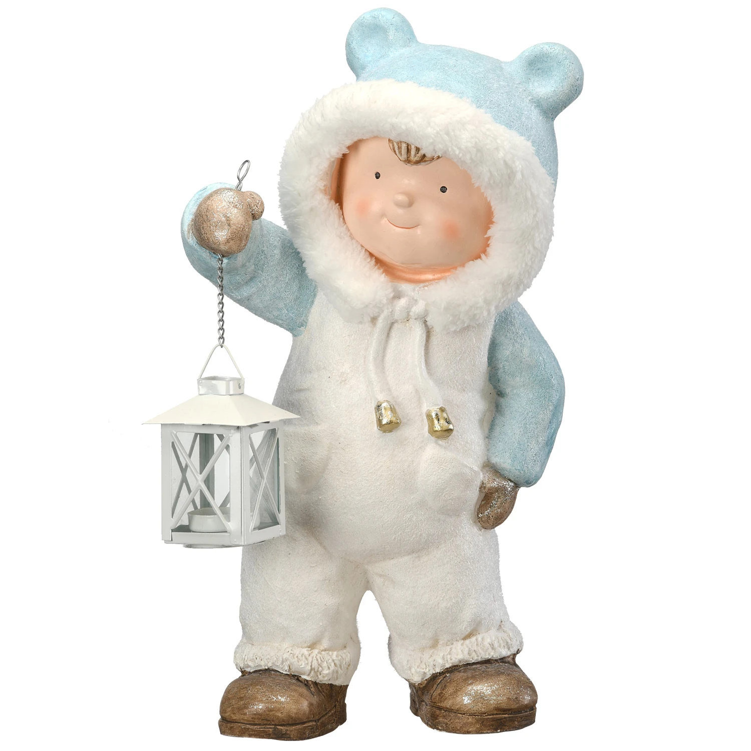 National Tree Company 17" Boy In Snowsuit Candleholder Figuerine