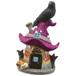 National Tree Company Halloween Pre-Lit Haunted Mushroom House Decoration, LED Lights, 10 Inches