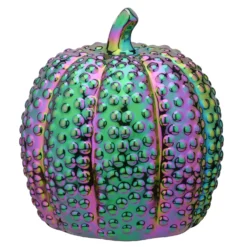 National Tree Company Halloween Iridescent Pumpkin Decoration, 10 Inches