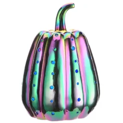 National Tree Company Halloween Pre-Lit Iridescent Pumpkin Decoration, LED Lights, 14 Inches