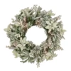National Tree Company, Pre-Lit Artificial Christmas Wreath, Frosted Colonial, White LED Lights, Battery Powered, 26 In