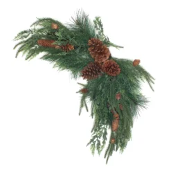 National Tree Company Mixed Pine Christmas Corner Swags With Assorted Pinecones, Set Of Two, 26 In