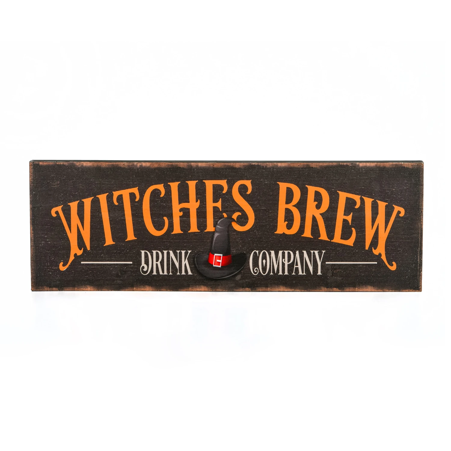 National Tree Company Halloween Hanging Wall Decoration, Black, 'Witches Brew Drink Company', Wooden Construction, 2 Feet
