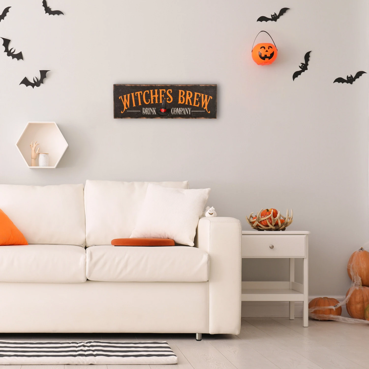 National Tree Company Halloween Hanging Wall Decoration, Black, 'Witches Brew Drink Company', Wooden Construction, 2 Feet - Image 2