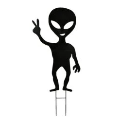 National Tree Company Halloween Lawn Decoration, Black, Alien, Includes Garden Stakes, 38 Inches