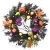 National Tree Company Halloween Artificial Wreath, Decorated With Skulls, Jack O' Lanterns, Spiders, Hands, Ball Ornaments, Leaves, 22 Inches