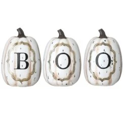 National Tree Company Halloween White Pumpkin BOO Sign Decoration, 13 Inches