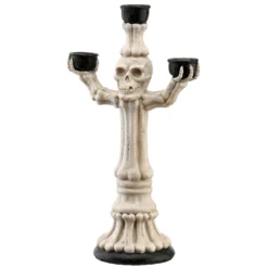 National Tree Company Halloween Skeleton Candelabra, Holds Three Candles, 12 Inches
