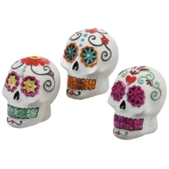 National Tree Company Halloween Day Of The Dead Skulls, Pack Of 3, 3 Inches