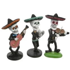 National Tree Company Halloween Skeleton Mariachi Band, Includes Guitarist, Violinist, Trumpet Player, 4 Inches