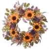 National Tree Company Artificial Autumn Wreath, Decorated With Sunflowers, Hydrangea Blooms, Assorted Leaves, Berry Clusters, Autumn Collection, 30 Inches