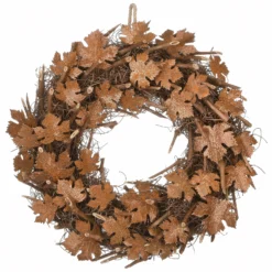 National Tree Company Artificial Autumn Wreath, Decorated With Brown Maple Leaves, Autumn Collection, 18 Inches