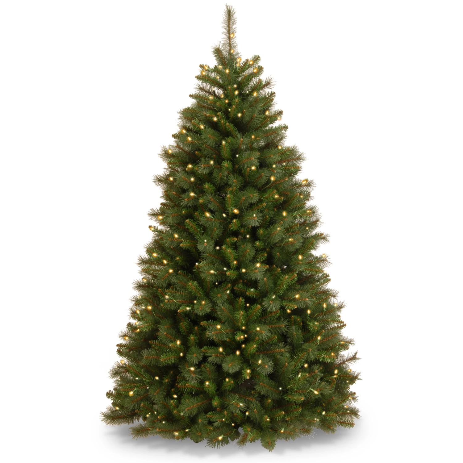 National Tree Company Pre-Lit Artificial Christmas Tree, Rocky Ridge Pine, Green, White Lights, Includes Stand, 6.5 Feet