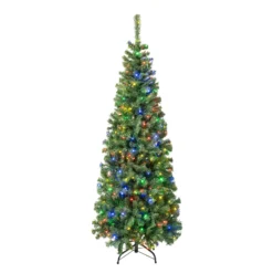 National Tree Company First Traditions Pre-Lit Artificial Linden Spruce Christmas Tree, Multicolor LED Lights, Plug In, 6 Ft