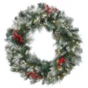 National Tree Company Pre-Lit Artificial Christmas Wreath, Green, Snowy Glacier Pine, White Lights, Decorated With Pine Cones, Berry Clusters, Frosted Branches, Christmas Collection, 30 Inches